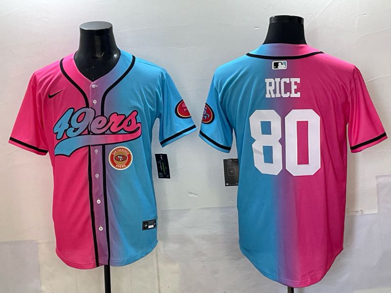 Men 2025 San Francisco 49ers #80 Rice Pink Blue Nike Limited NFL Jersey 013->san francisco 49ers->NFL Jersey